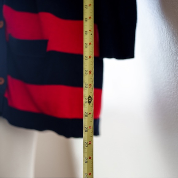 Y2K ** Steven Alan Deep V-Neck Cardigan Navy / Red Stripe - Size S - Picture 9 of 11